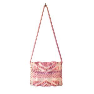 Antonello Pink and Cream Suni Rombi Bag - Size 8" H x 12"L x 1"D